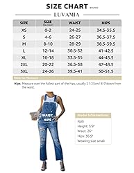 luvamia Women's Casual Distressed Adjustable Denim