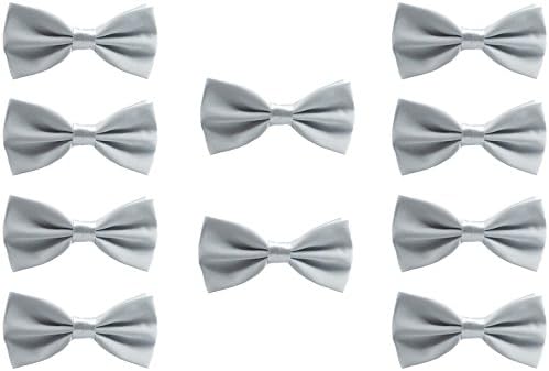 Men Formal Tuxedo 10 Pack Solid Color Satin Bow Tie Classic Pre-Tied Bowtie