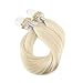 Moresoo 24 Inch Platinum Blonde Hair Extensions Micro Beads Human Hair Micro Loop Ring Human Hair Extensions Platinum Blonde #60 Real Human Hair Extensions 50g 50 Strands