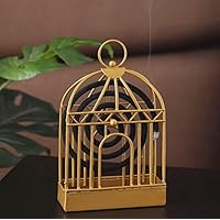 HoneyCare Mosquito Repellent Coil Rack,Creative Home Nordic Retro Wrought Iron Mosquito Stick Ornaments Metal Bird cage Mosquito coils Golden Incense Rack