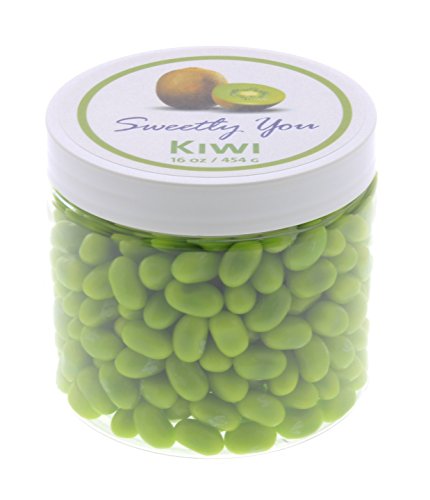 Jelly Belly 1 LB (One Pound, 1 Pound) Bulk Jelly Beans in a resealable and reusable jar. Kiwi Flavored Beans.