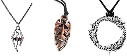 Elder Scrolls Inspired Necklace Set Skyrim, Ouroboros, Akatosh