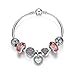 Presentski Sterling Silver Plated Charm Bangles with Heart Pendant for Teens Girls Birthday Gift