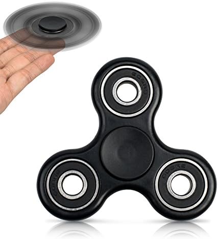 FridayFun Tri-Spinner Fidget Black EDC ADHD Focus Toy With Longer rotation and Smaller Friction, Great for Deep Thought &amp; Anxiety Relief