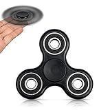 FridayFun Tri-Spinner Fidget Black EDC ADHD Focus Toy With Longer rotation and Smaller Friction, Great for Deep Thought & Anxiety Relief