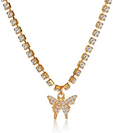 NancyMissY ヴィンテージゴールドチェーンクリスタルバタフライペンダントネックレス女性レディースネックレスネックレスジュエリーバレンタインデーギフト