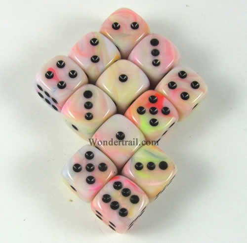 Circus Festive with Black Pips 12mm D6 Dice Set of 12 Wondertrail WCX27842E12