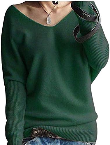 Women's Big V-Neck Pullover Loose Sexy Batwing Sleeve Wool Cashmere Sweater Tops