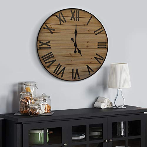 Wallcharmers Large Oversized Rustic Wall Clock, 24” Handmade with