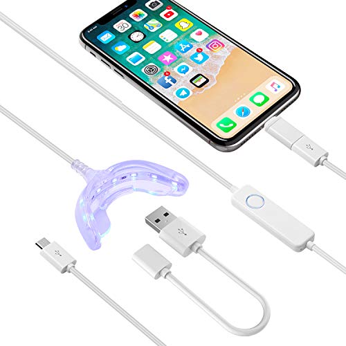 Professional Teeth Whitening Kit, Complete All-in-One At-Home System,16-LED Whiten Accelarator Light,3 Hydrogen Peroxide Whitening Pens,Whiten Tray with iPhone/Android/USB Adapter for Home Use