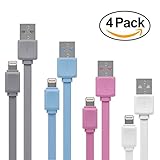iPhone Lightning Cable 4 Pack Braided (3.3 Feet) in White, Grey, Blue & Pink - iPhone Cable w/ Lightning Connector - Lightning to USB cable / iPhone Cord Compatible with iPhone 7 6 & 5