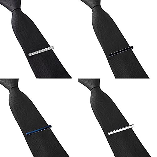 FJSM Mixed Color Tie Bar Set Stainless Steel Tie Clips Exquisite Skinny 8 Pcs for Mens Wedding & Casual Activities Necktie Clips