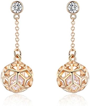 2018 Mothers Day JNA COLLECTION 18K Gold Plated Clear Crystal Golden Ball comfort-fit Durable Drop Dangling JNA Collection Hypoallergenic Fashion Stud Earrings for Women Ladies Wife Girlfriend Gift