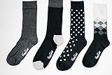 Happy Socks Men's Combed Cotton Socks, Pack of 4 (One Size, Black & Gray)
