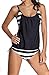 Anmengte Women Stripes Tankini Lined up Bathing Suit Double Up Swimwear Sets