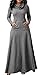 Boloren Women Cowl Neck Maxi Dresses Long Sleeve Loose Plain Maxi Dresses With Pockets, Grey, X-Large