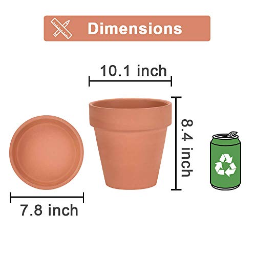 10 Inch Clay Pot for Plant with Saucer 1 Pack Large Terra Cotta Plant
