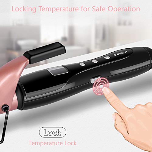 SUPRENT Curling Iron 1 inch with Ceramic Coating Barrel, 9 Adjustable Temperature Setting with Safety Lock, Auto Shut-Off for All Types of Hair (250℉ TO 410℉)