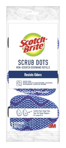 Scotch-Brite Scrub Dots Non-Scratch Dishwand Refills, Dishwand Refills for Cleaning Kitchen, Bathroom, and Household, Non-Scratch Refills Safe for Non-Stick Cookware, 18 Dishwand Refills