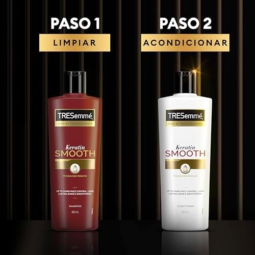 Keratin Smooth Set Champú y Acondicionador Antiencrespamiento, Cabello Liso, Pelo Brillante y Suave, Acción Anti Frizz Hasta 72 Horas, con Queratina Hidrolizada, 400 ml + 400 ml
