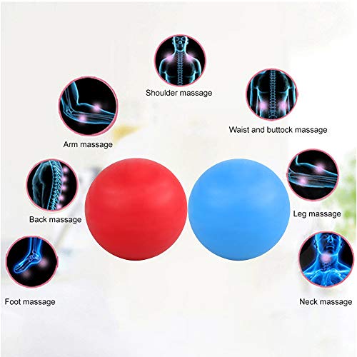 WOVTE 2 Pack Massage Lacrosse Balls for Sore Muscles, Shoulders, Neck, Back, Foot, Body, Deep Tissue, Myofascial Release, Trigger Point Therapy, Muscle Knots and Yoga Therapy (Blue Red)
