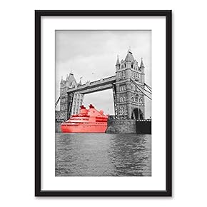 Framed City View Art in Black Picture Frames White Matting