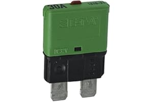 E-T-A Circuit Protection and Control 1610-21-30A, Circuit Breaker; Therm; Push; Cur-Rtg 30A; Socket; 1 Pole; Vol-Rtg 28VDC; Blade Snap