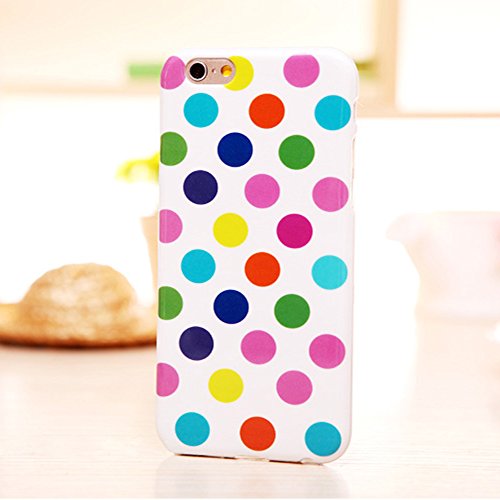 iPhone 6/6S Polka Case, ANLEY Polka Fashion Series - [Cutest Fit] [Drop Protection] Jelly Silicone Case Soft Cover with Polka Dots for Apple iPhone 6 / 6S (4.7 inch) (White / Rainbow Dots)