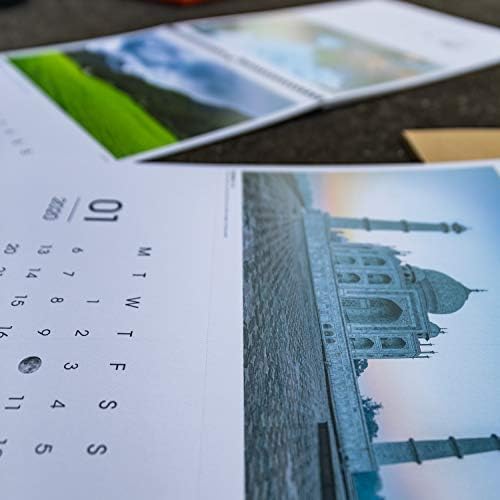 Wall Calendar 2020 Wanderlust World Travel Photography Planner with 12 Poster Size Premium Prints and Moon Marker On High Quality Art Paper for Home and Office Decor
