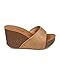 REFRESH Women Leatherette Open Toe Studded Single Band Cork Platform Wedge Sandal CA65 - Taupe