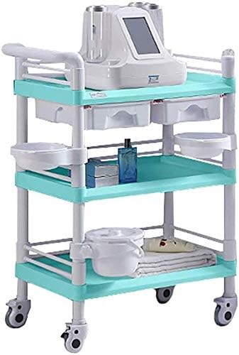 CART Household Medical Utility Carts Hand Trucks Medical Cart Heavy Duty Medical Utility Cart with Drawer Dirt Buckrt, Portable Beauty Salon Rolling Trolley for Hospital Dental Clinic,Green