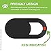 ZOOKYO 9 Webcam Cover Slide for Laptop with White Ring Indicator When Open, Ultra Thin, Online Security, Camera Cover Sticker for MacBook or Any Laptop, 3M Adhesive, Upgraded Model, 9-Pack, Black