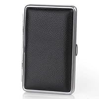 LC_Kwn Fine Cigarette Leather Cigarette Case, Can Accommodate 14 Ordinary Cigarettes, Creative Gifts, Ultra-Thin Portable,Black