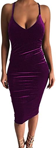Carprinass Women's Sleeveless Bodycon Midi Dress Velvet Club Bandage Dress