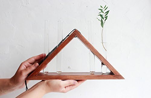 Hanging Tube Vase Rope Swing Shelf 14x7 Inch by WoodenStuff Triangle Shelf Rustic Decorative Shelves Test Tube Bud Perfect for Centerpieces and Displays Flowers Plants Glass Pot Holder Wedding Stand