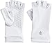 Coolibar UPF 50+ Men's Women's Ouray UV Fingerless Sun Gloves - Sun Protective (Medium- White)
