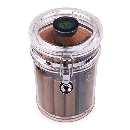 Mantello Cigar Humidor Jar Acrylic Humidor with Hygrometer for Cigar Humidor, Airtight Lid
