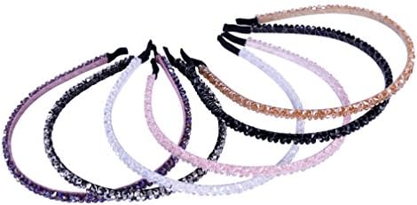 Frill Shop Headbands, Crystal Encrusted Alice Bands for Women & Girls, Hair Band Jewellery for Bridal & Other Occasions (Set of 6)