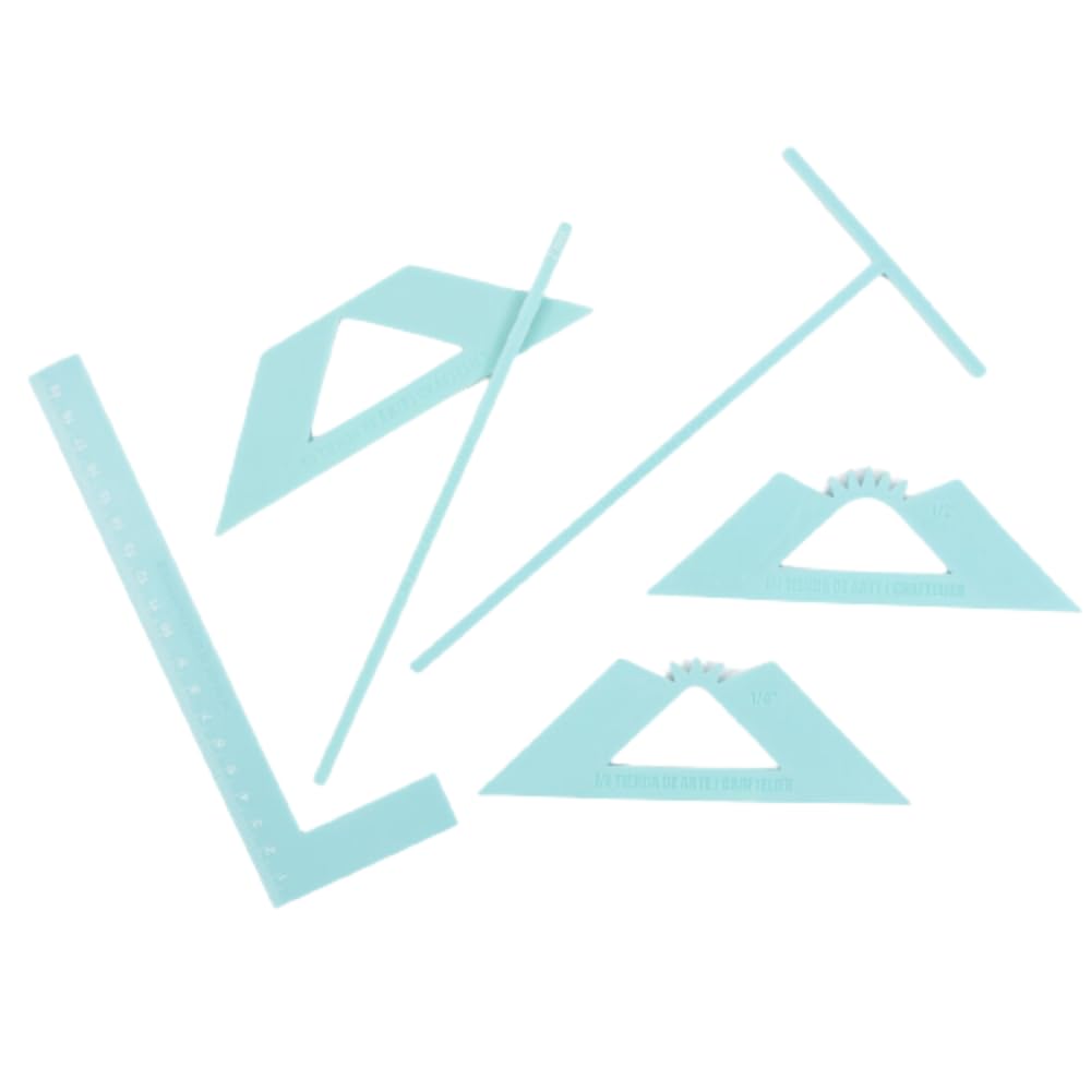 Craftelier - Kit Rulers and Binding Squares | Basic Tools for Scrapbooking, Craft and Bookbinding Projects | Includes L-Ruler, T-Ruler and Corner Squares | Turquoise Colour