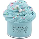 Latte Slime (Scented) with Charm, Butter Slime Strechy Non-Sticky and Glossy Slime, Stress Relief Toy for Girls and BoysÂ  (Blue)