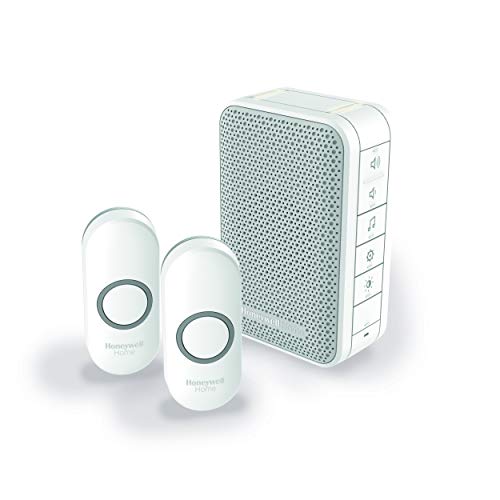 Honeywell Home DC313NFB Series 3 Portable LED Doorbell Chime with Two Push Buttons (White)