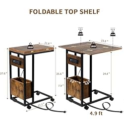 Hadulcet C Shaped End Table with Charging Station