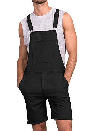 Taoliyuan Mens Bib Overalls Shorts Slim Fit Romper Casual Summer Button Dungaree Jumpsuit - Thumbnail 5