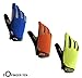 Cycling Gloves Kids Boys Girls Youth Full Finger Pair Bike Riding, Children Toddler Touch Screen Mountain Road Bicycle Warm Cold Weather Gel Padded, Color Blue Orange Age 2-11