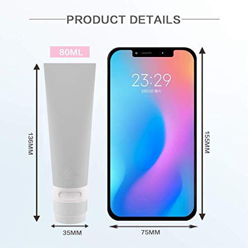 Flacon Vide Voyage MEYUEWAL Ensemble Bouteille de Voyage en Silicone 3pcs(80ml) sans BPA FDA,Portable Set de Soin de Toilette pour Lotion, Shampooing, Parfait pour Voyage, Vacances, Camping