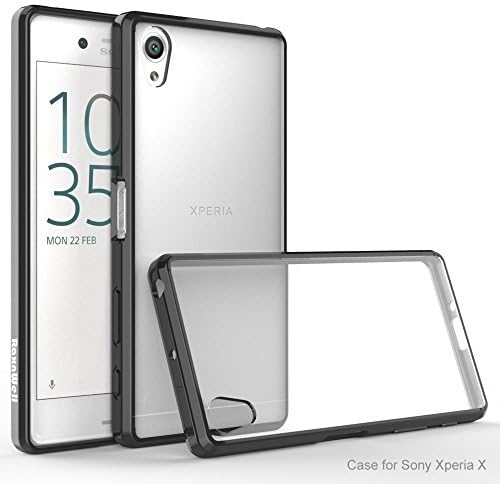 Sony Xperia X Case, RaxnWell [Shockproof] Crystal Clear [Transparent] Acrylic Plastic Back Panel and TPU Frame Stylish Phone Case for Sony X (Black)
