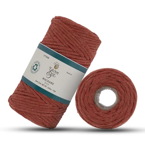 Hobby Lobby Brick Yarn Bee Macrame Cord - 3mm, Dark Red
