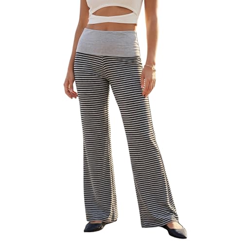 Amiblvowa Women Fold Over Yoga Pants Low Rise Wide Leg… at Amazon
