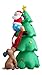 6 Foot Inflatable Santa Claus Climbing on Christmas Tree Chased by Dog