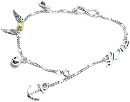 Original a Little Snitch Golden Ball &amp; Anchor Infinity Small Little Jingle Bells Hot Anklet Bracelet